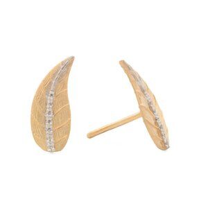 I. REISS Gold/Diamond Made In Israel 14kt Gold Diamond Leaf Climber Earrings